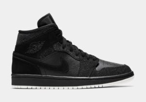 Air Jordan 1 Mid Glitter Black Womens Lifestyle Shoes (Black/White/Phantom)