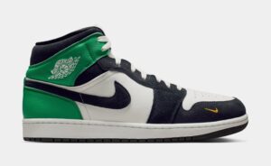 Air Jordan 1 Mid Mens Lifestyle Shoes (Summit White/Lucky Green/University Gold/Black)