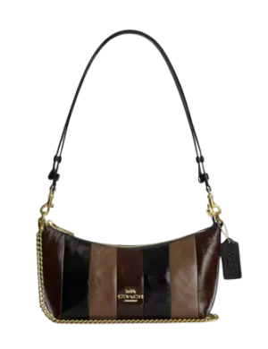 Coach Caitlin Shoulder Bag With Striped Patchwork