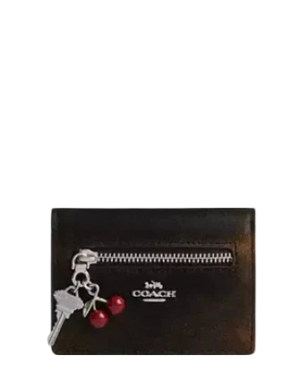 Coach Card Case With Charms In Loved Leather