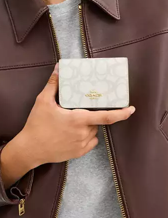 Coach Card Holder Wallet In Sketch Signature Canvas - Image 2