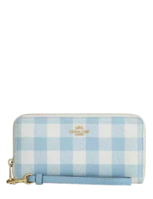 Coach Long Zip Around Wallet With Gingham Print