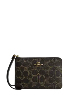 Coach Corner Zip Wristlet In Loved Signature Canvas