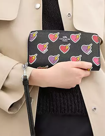 Coach Long Zip Around Wallet With Heart Bolt Print - Image 3
