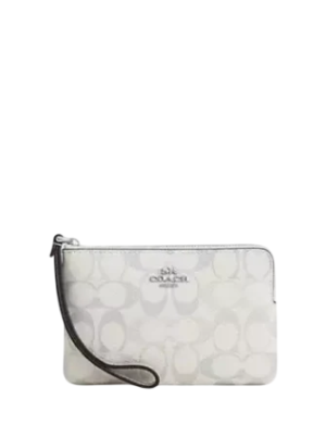 Coach Corner Zip Wristlet In Pretty Signature Canvas