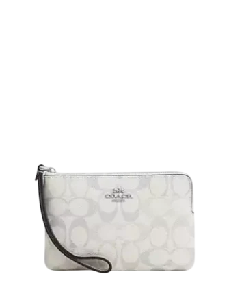 Coach Corner Zip Wristlet In Pretty Signature Canvas