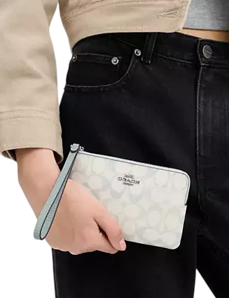 Coach Corner Zip Wristlet In Pretty Signature Canvas - Image 3