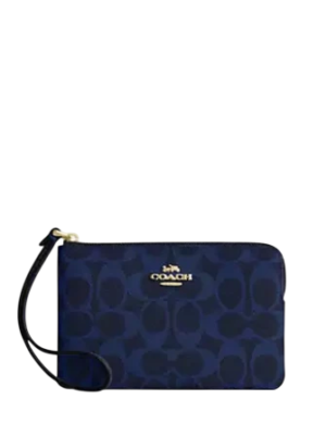 Coach Corner Zip Wristlet In Signature Canvas