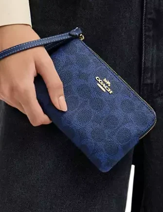 Coach Corner Zip Wristlet In Signature Canvas - Image 2