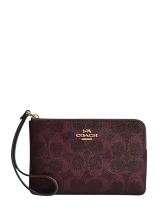 Coach Corner Zip Wristlet In Signature Canvas
