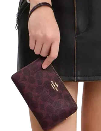 Coach Corner Zip Wristlet In Signature Canvas - Image 3