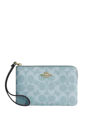 Coach Corner Zip Wristlet In Signature Canvas