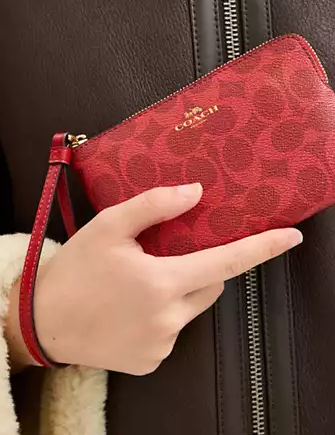 Coach Corner Zip Wristlet In Signature Canvas - Image 3