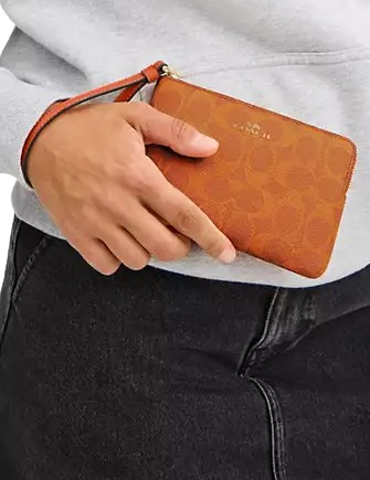 Coach Corner Zip Wristlet In Signature Canvas - Image 2