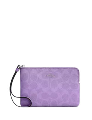 Coach Corner Zip Wristlet In Signature Canvas