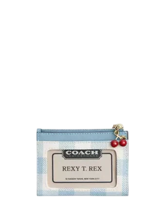 Coach Mini Skinny Id Case With Gingham Print And Charm - Image 2