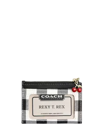 Coach Mini Skinny Id Case With Gingham Print And Charm - Image 2