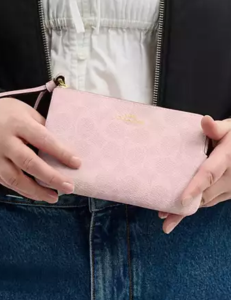 Coach Corner Zip Wristlet In Signature Canvas - Image 2