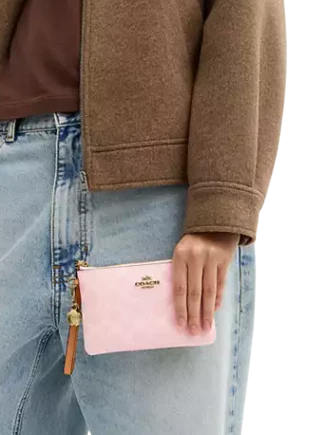 Coach Corner Zip Wristlet In Signature Canvas With Charms - Image 2