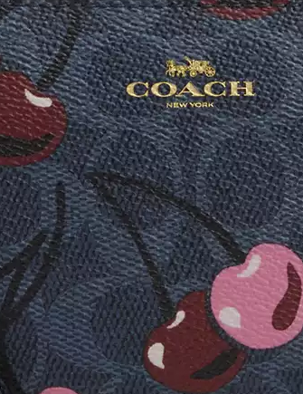 Coach Corner Zip Wristlet In Signature Canvas With Cherry Print - Image 2