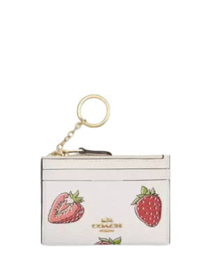 Coach Mini Skinny Id Case With Strawberry Print