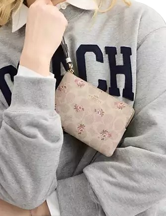 Coach Corner Zip Wristlet In Signature Canvas With Floral Print - Image 3