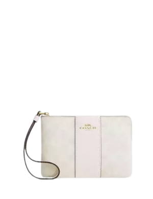Coach Corner Zip Wristlet In Signature Canvas With Stripe