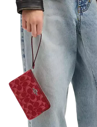 Coach Corner Zip Wristlet In Signature Denim - Image 2