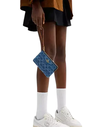 Coach Corner Zip Wristlet In Signature Denim - Image 2