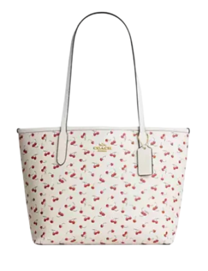 Coach Medium City Tote Bag With Cherry Print