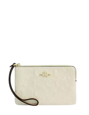 Coach Corner Zip Wristlet In Signature Leather