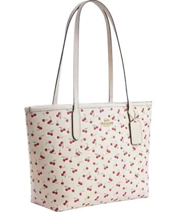Coach Medium City Tote Bag With Cherry Print - Image 2