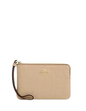 Coach Corner Zip Wristlet In Signature Leather