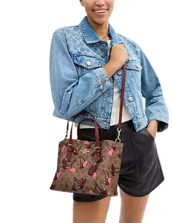 Coach Mollie Tote Bag 25 In Signature Canvas With Cherry Print - Image 4