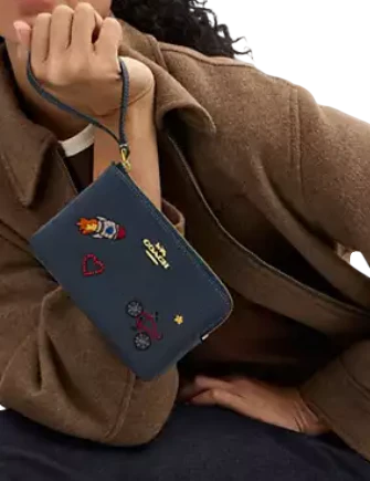 Coach Corner Zip Wristlet With Embroidery - Image 2