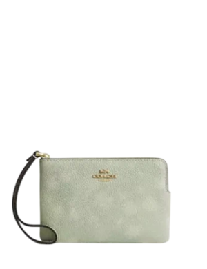 Coach Corner Zip Wristlet With Floral Print