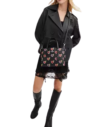 Coach Mollie Tote Bag 25 With Heart Bolt Print - Image 4