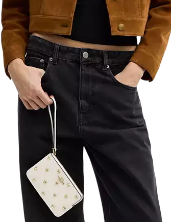 Coach Corner Zip Wristlet With Heart Rivets - Image 2