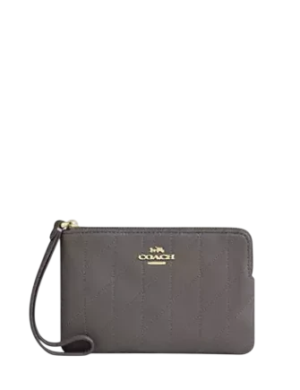 Coach Corner Zip Wristlet With Quilting