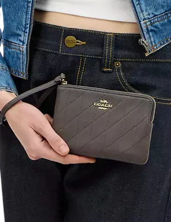Coach Corner Zip Wristlet With Quilting - Image 3