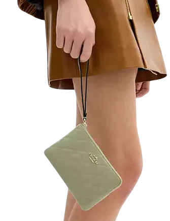 Coach Corner Zip Wristlet With Quilting - Image 3