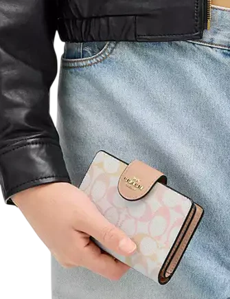 Coach Medium Corner Zip Wallet In Pretty Signature Canvas - Image 3