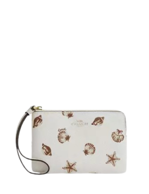 Coach Corner Zip Wristlet With Shell Print