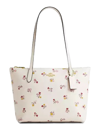 Coach Fiona Zip Tote Bag With Heart Print
