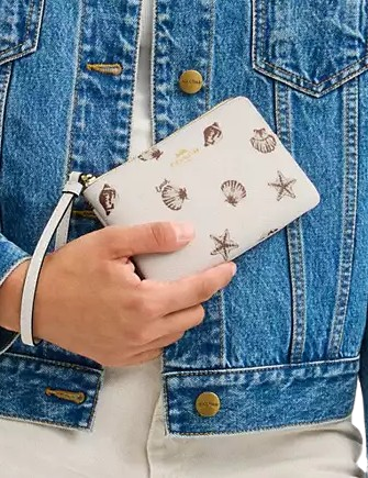 Coach Corner Zip Wristlet With Shell Print - Image 2