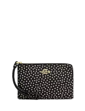 Coach Corner Zip Wristlet With Spot Print