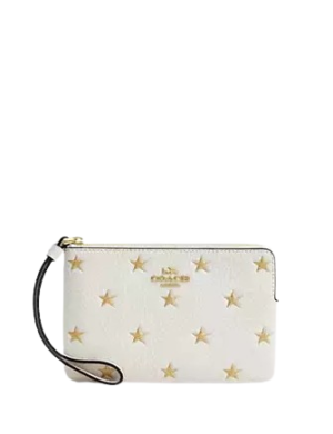 Coach Corner Zip Wristlet With Star Print