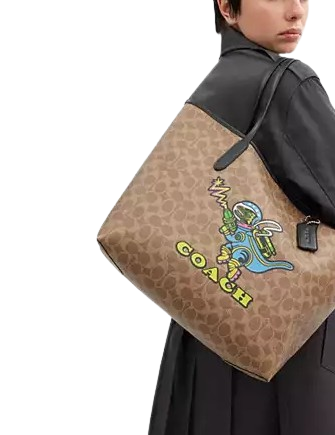 Coach Cosmic Coach City Tote Bag In Signature Canvas With Rexy Print - Image 2