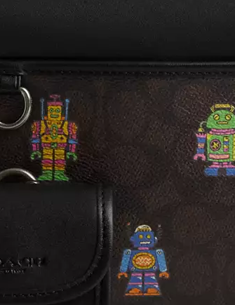 Coach Cosmic Coach Heritage Convertible Crossbody In Signature Canvas With Robot Print - Image 4