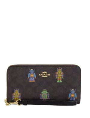 Coach Cosmic Coach Long Zip Around Wallet In Signature Canvas With Robot Print